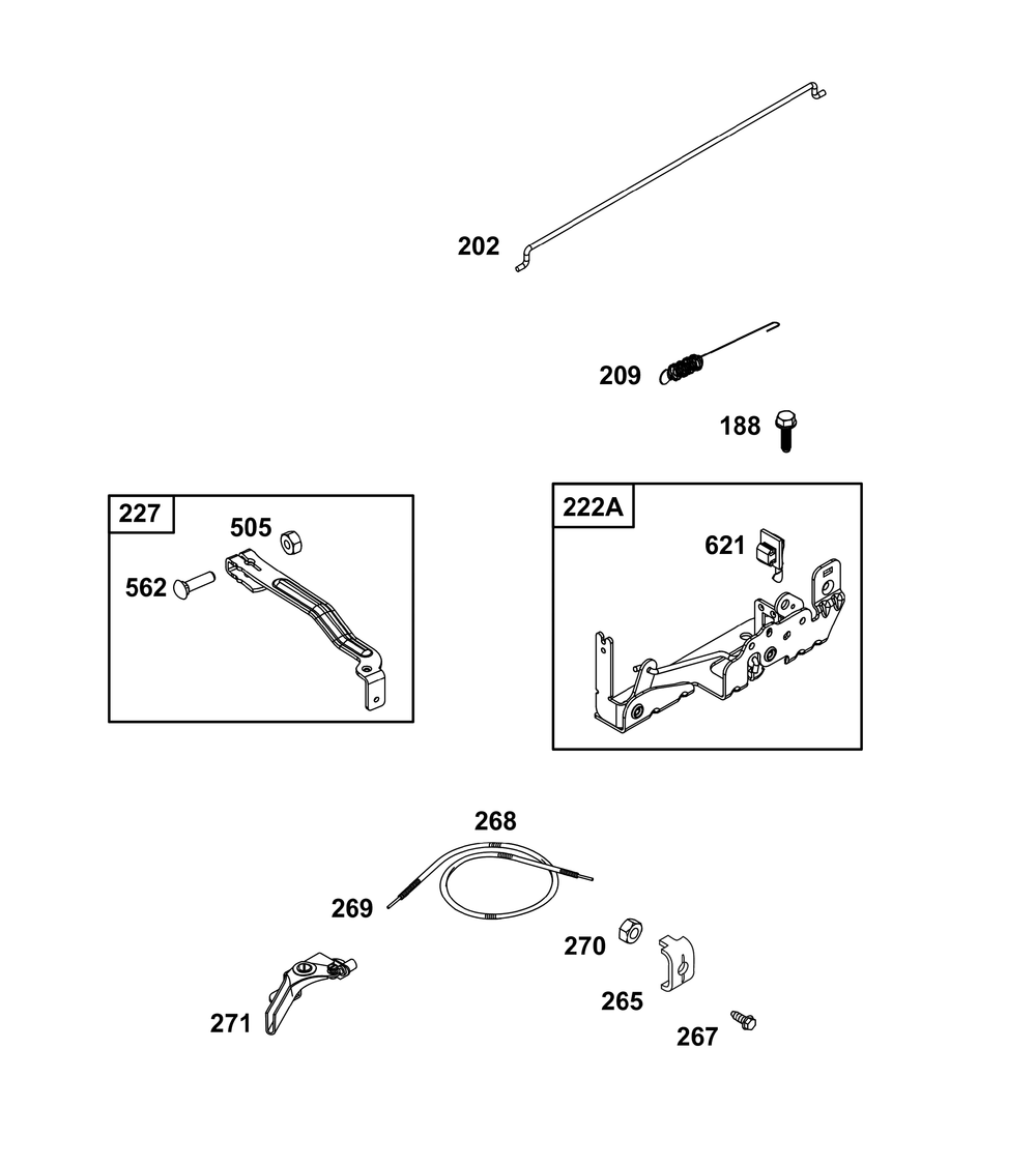 Controls Group Diagram and Parts List for 09P702-0234-H5 020000 - 09Z999 Briggs and Stratton Engine